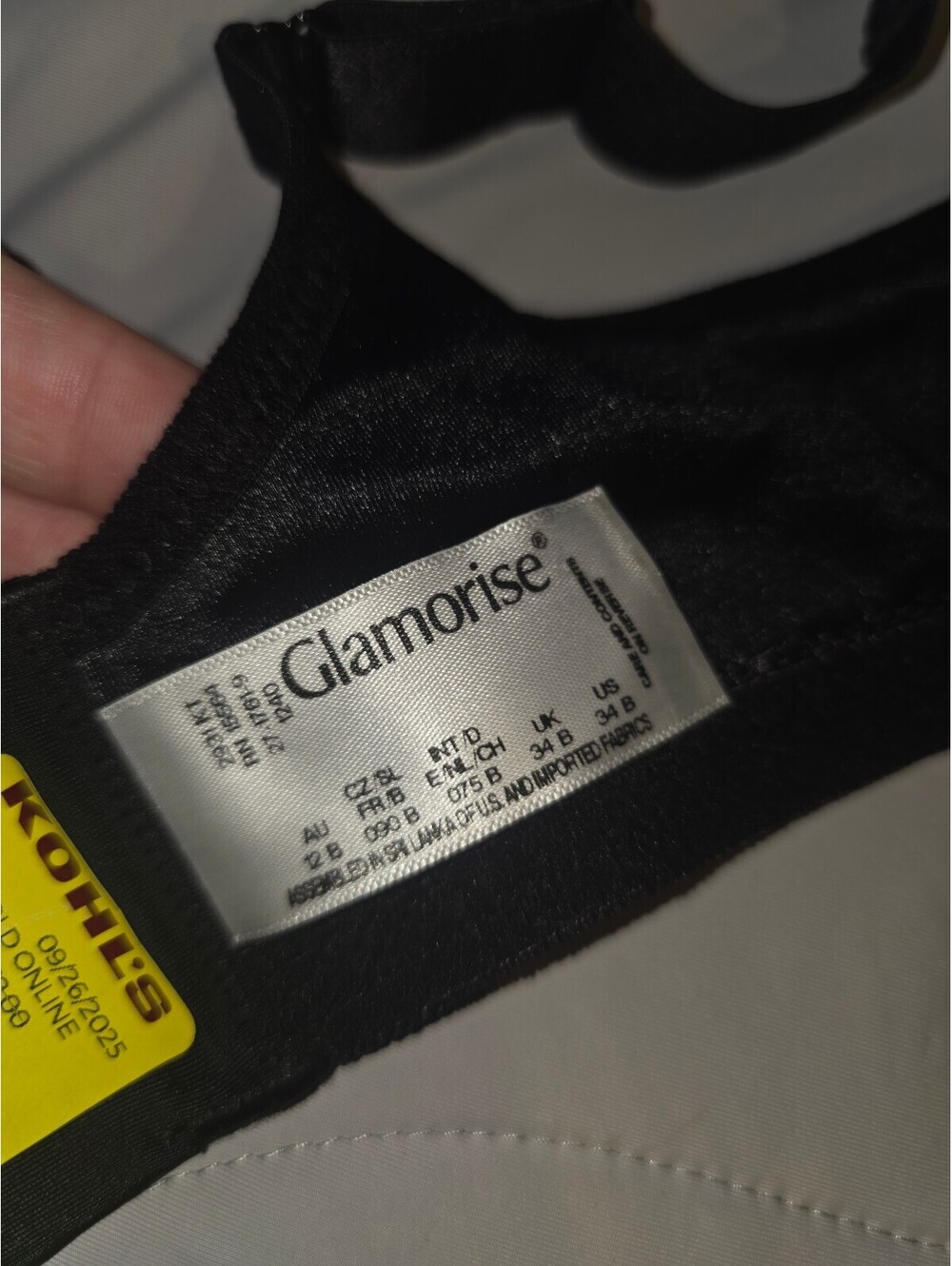 New With Tags.  GLAMORISE Black Bra, 34B.   style 4446-4